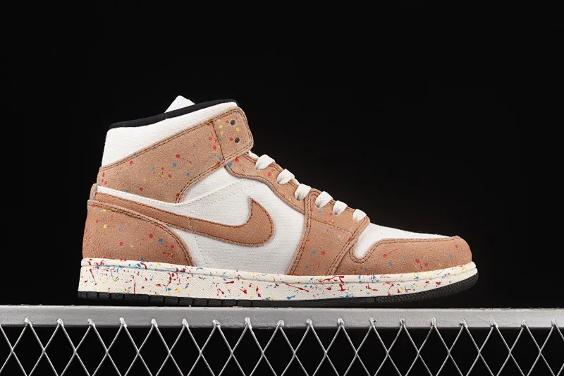 All categories Air Jordan Jordan series basketball shoes Air Jordan 1 Mid Air Jordan 1 Mid AJ1 Joe 1 watercolor ink fluorescent Zhongbang basketball shoes DA8005-100